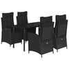 vidaXL Ensemble &agrave; manger de jardin coussins 5pcs Noir R&eacute;sine tress&eacute;e