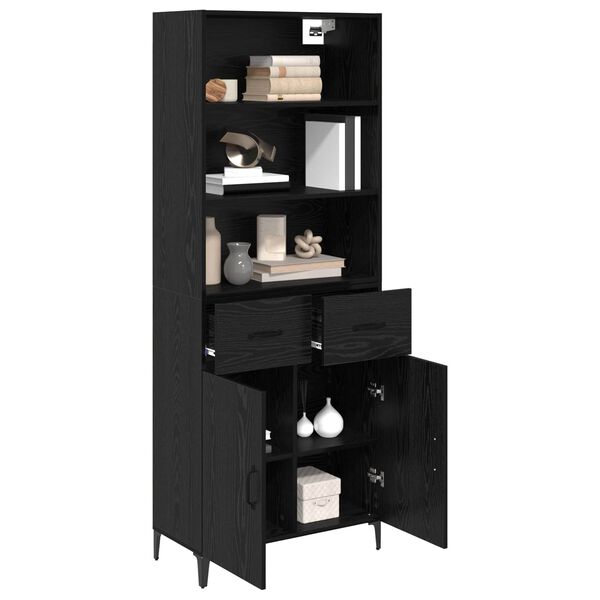 vidaXL Haut Armoire Ch&ecirc;ne noir 69,5 x 34 x 180 cm Bois d'ing&eacute;nierie