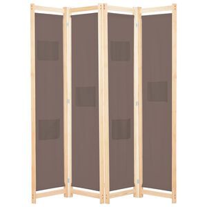 vidaXL Cloison de s&eacute;paration 4 panneaux Marron 160x170x4 cm Tissu