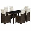 vidaXL Ensemble de bistro de jardin 7 pcs coussins marron poly rotin