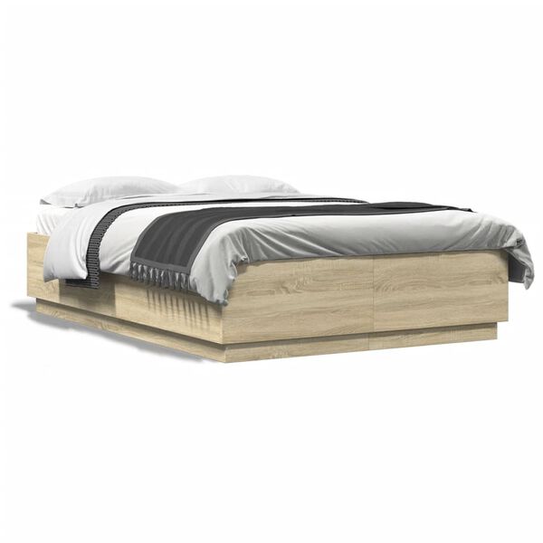 vidaXL Cadre de lit sans matelas ch&ecirc;ne sonoma 140x200 cm