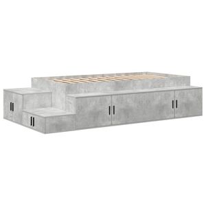 vidaXL Cadre de lit avec rangement Gris b&eacute;ton 75 cm Bois d'ing&eacute;nierie