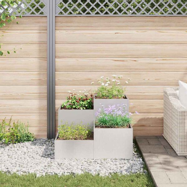 vidaXL Cache-pot de jardin Argent 80 x 80 x 60 cm Acier inoxydable