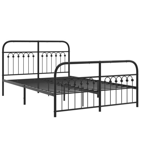 vidaXL Cadre de lit m&eacute;tal sans matelas avec pied de lit noir 140x190cm