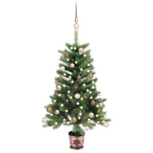 vidaXL Arbre de No&euml;l artificiel pr&eacute;-&eacute;clair&eacute; et boules 90 cm vert