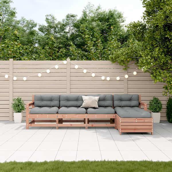 vidaXL Salon de jardin 5 pcs avec coussins bois massif douglas