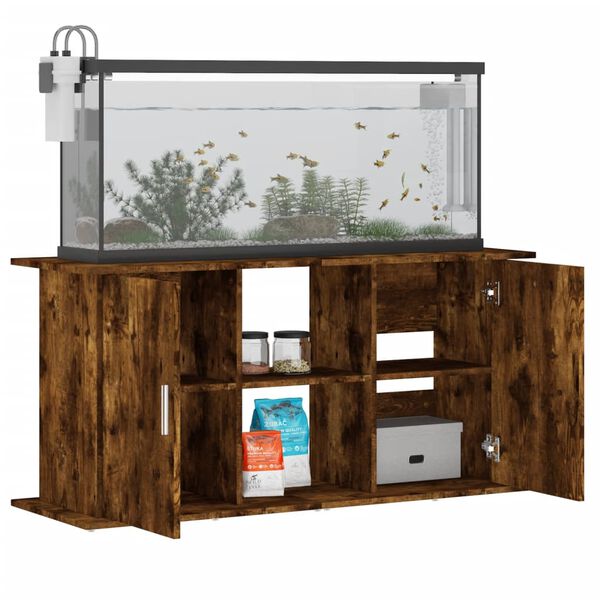 vidaXL Support pour aquarium ch&ecirc;ne fum&eacute; 121x41x58 cm bois d'ing&eacute;nierie