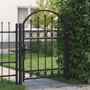 vidaXL Portail de cl&ocirc;ture ASSEN avec partie sup&eacute;rieure cintr&eacute;e en acier noir 102 x 125 cm