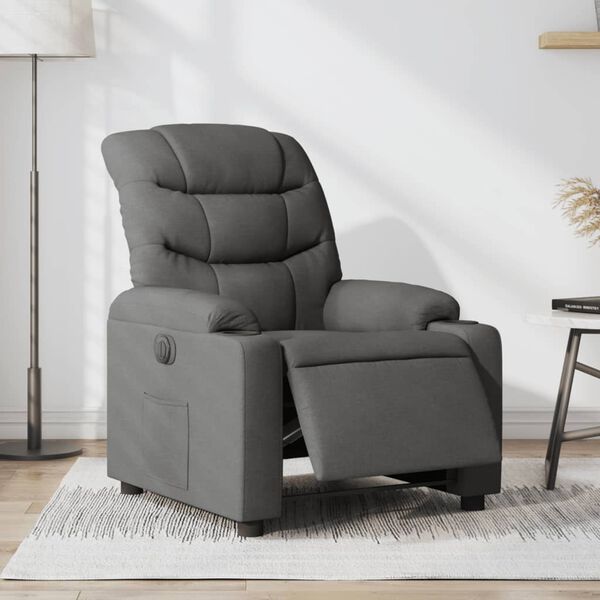 vidaXL Fauteuil inclinable électrique Gris foncé Tissu