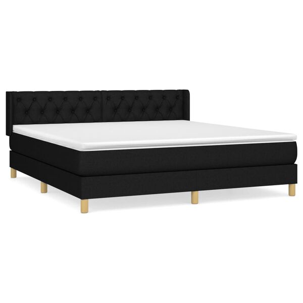 vidaXL Sommier &agrave; lattes de lit avec matelas Noir 160x200 cm Tissu