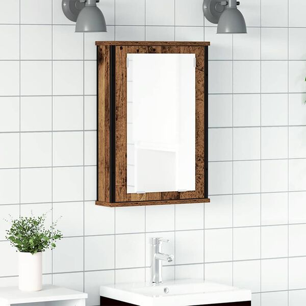 vidaXL Armoire &agrave; miroir de salle de bain vieux bois bois d'ing&eacute;nierie