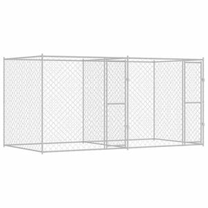 vidaXL Cage pour chien 2 pcs Argent&eacute; 400 x 200 x 200 cm Acier et PE