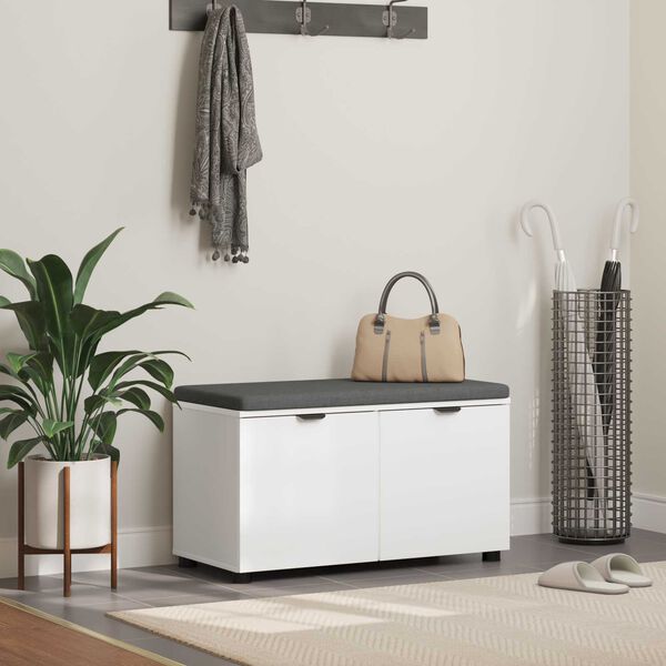 vidaXL Banc d'entr&eacute;e avec coussin avec stockage Blanc 80 x 46 x 46 cm