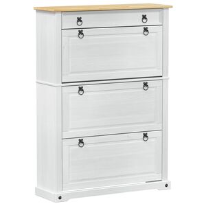 vidaXL Cabinet &agrave; chaussures Corona Blanc 99 x 32 x 138 cm Pin massif