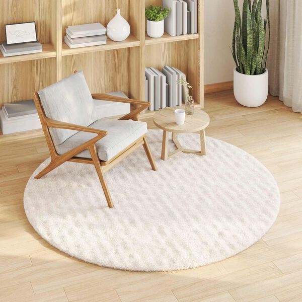 vidaXL Tapis de surface Rond SIROLO Cr&egrave;me &Oslash; 120 CM Polyester