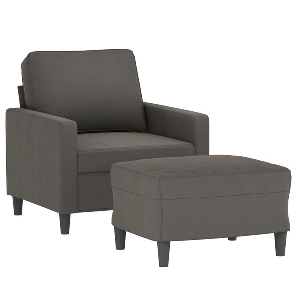 vidaXL Fauteuil avec repose-pied Gris fonc&eacute; 60 cm Velours