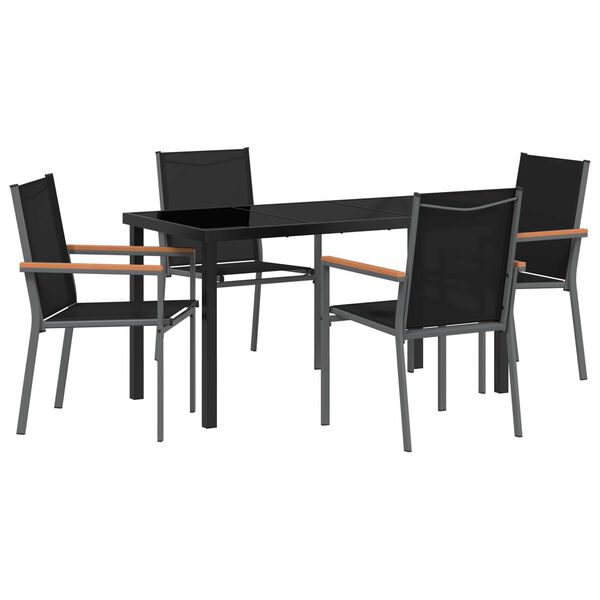vidaXL Ensemble de salle &agrave; manger pour jardin 5 pcs Noir