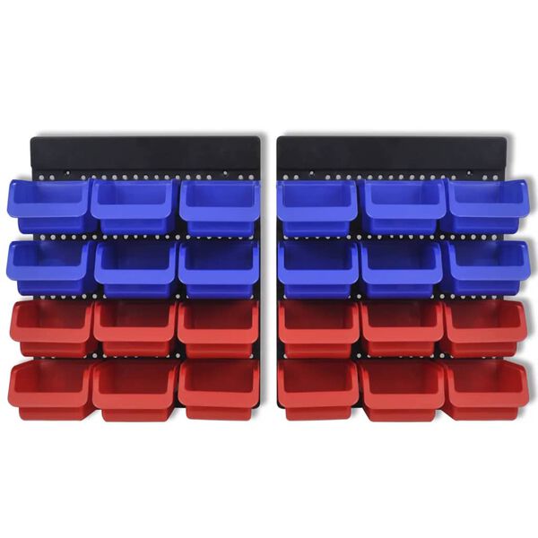 vidaXL &Eacute;tag&egrave;re &agrave; outils de garage murale 2 pcs Bleu et rouge