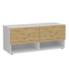 FMD Banc de stockage 2 tiroirs 108,9x41,7x46,1cm Blanc ch&ecirc;ne artisanal
