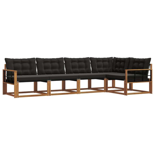 vidaXL Ensemble de canap&eacute;s d'ext&eacute;rieur 5 pcs Naturel et Noir