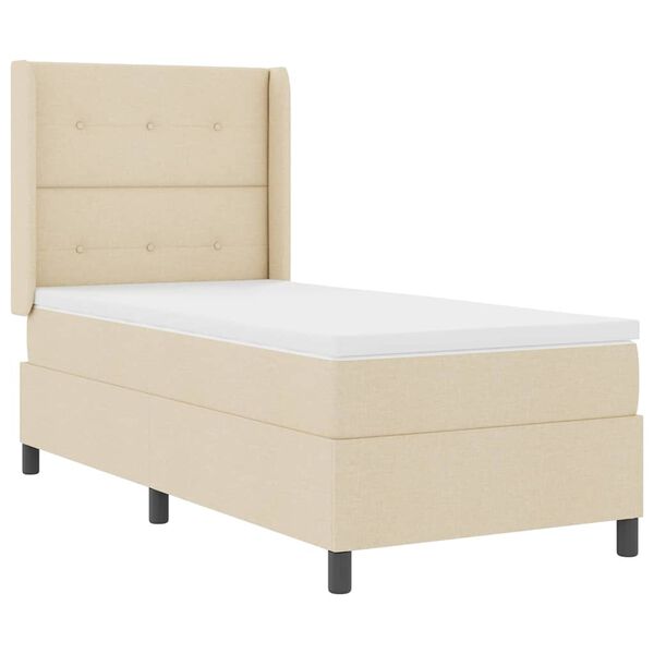 vidaXL Lit &agrave; ressorts avec matelas Cr&egrave;me 190 x 90 cm tissu