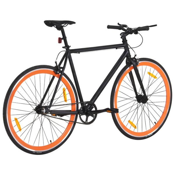 vidaXL Vélo à pignon fixe noir et orange 700c 55 cm