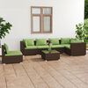 vidaXL Salon de jardin 7 pcs avec coussins R&eacute;sine tress&eacute;e Marron