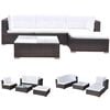 vidaXL Salon de jardin 5 pcs avec coussins r&eacute;sine tress&eacute;e marron