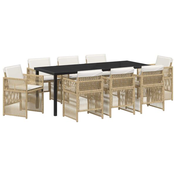 vidaXL Ensemble de salle &agrave; manger pour jardin 9 pcs Beige