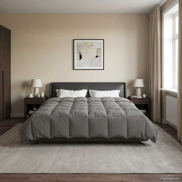 vidaXL Duvet d'&eacute;t&eacute; simple Matelass&eacute; Gris clair 200 x 200 cm Microfibre