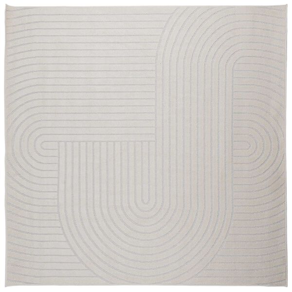 vidaXL Tapis de surface Carr&eacute; PALMERAS Cr&egrave;me 120 x 120 cm Polyester