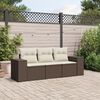 vidaXL Salon de jardin avec coussins 3 pcs marron r&eacute;sine tress&eacute;e