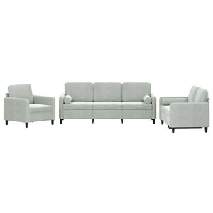 vidaXL Ensemble de canap&eacute;s 3 pcs avec coussins gris clair velours