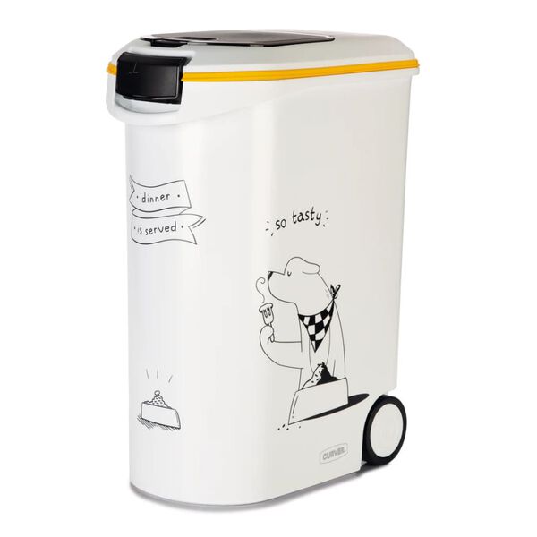 Curver R&eacute;cipient alimentaire &agrave; roulettes Dinner is Served chiens 54 L