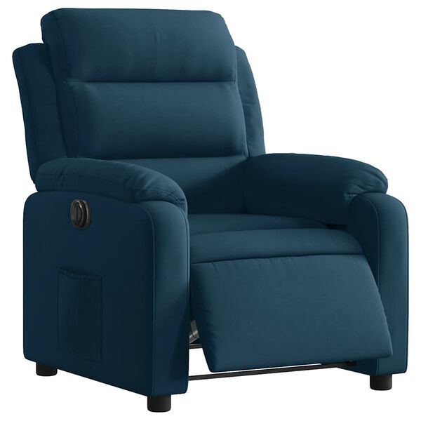 vidaXL Fauteuil inclinable &eacute;lectrique bleu velours