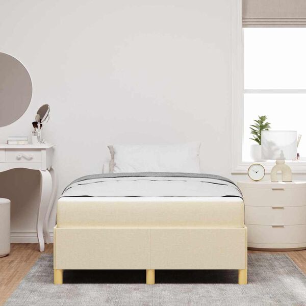 vidaXL Lit &agrave; ressorts Blanc et cr&egrave;me 120 x 190 cm Polyester