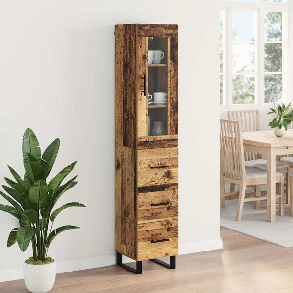 vidaXL Haut Armoire Bois Ancien 34,5 x 34 x 180 cm Bois d'ing&eacute;nierie