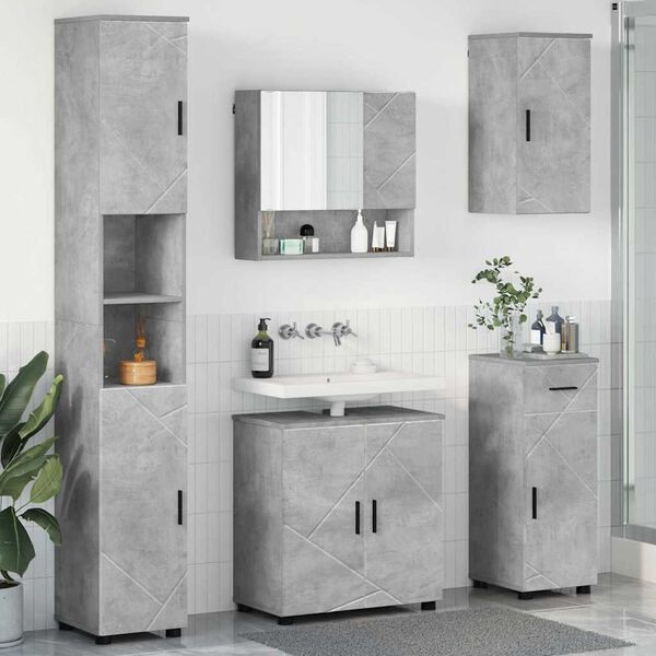 vidaXL Ensemble de mobilier de salle de bain 5 pcs Gris b&eacute;ton