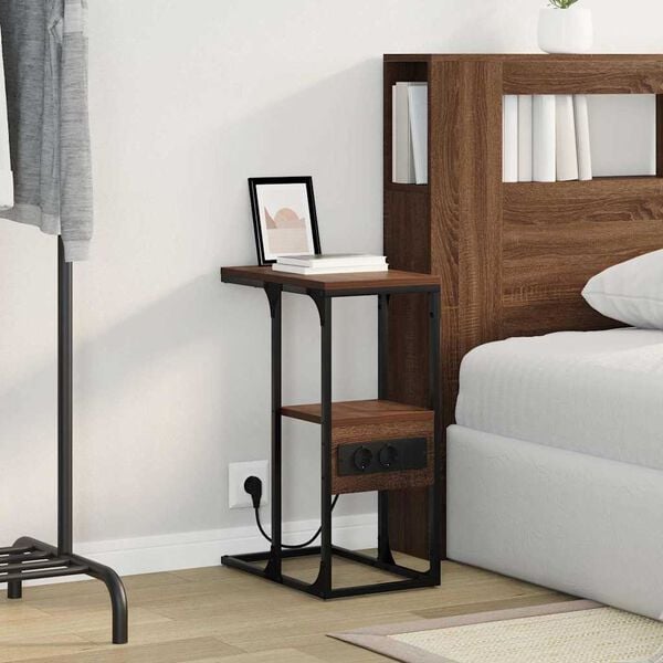 vidaXL Cabinet de chevet avec tiroir Ch&ecirc;ne marron 41.5 x 26 x 60.5 cm