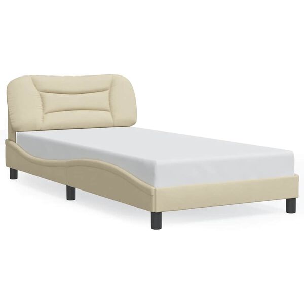 vidaXL Cadre de lit sans matelas Hvar cr&egrave;me 100x200 cm tissu