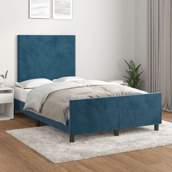 vidaXL Cadre de lit sans matelas bleu fonc&eacute; 120x200 cm velours