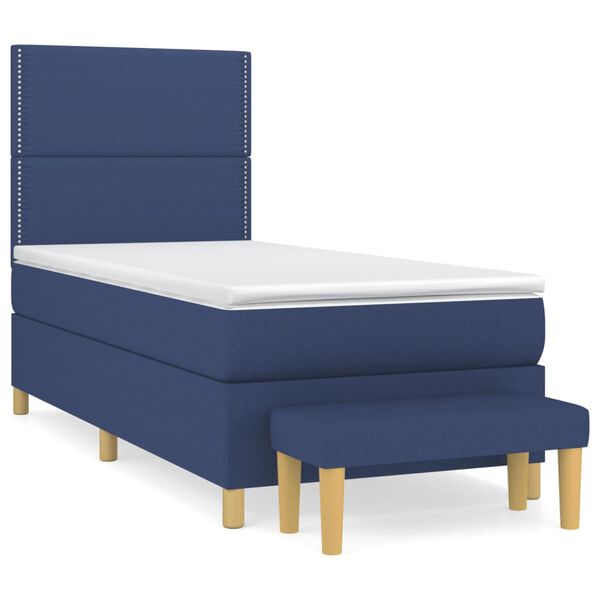vidaXL Sommier &agrave; lattes de lit avec matelas Bleu 80x200 cm Tissu