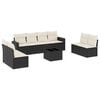 vidaXL Salon de jardin 9 pcs avec coussins noir r&eacute;sine tress&eacute;e