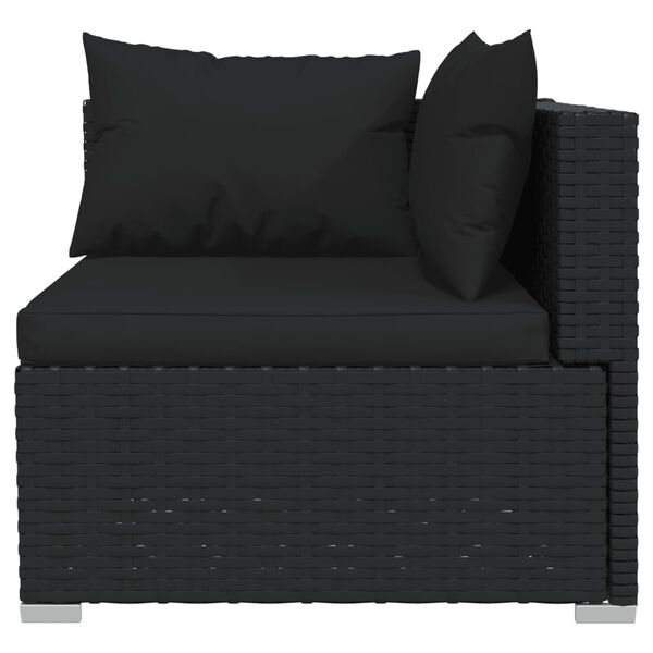 vidaXL Salon de jardin 4 pcs avec coussins Résine tressée Noir