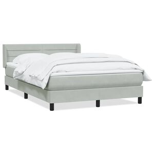vidaXL Sommier &agrave; lattes de lit et matelas gris clair 160x220cm velours