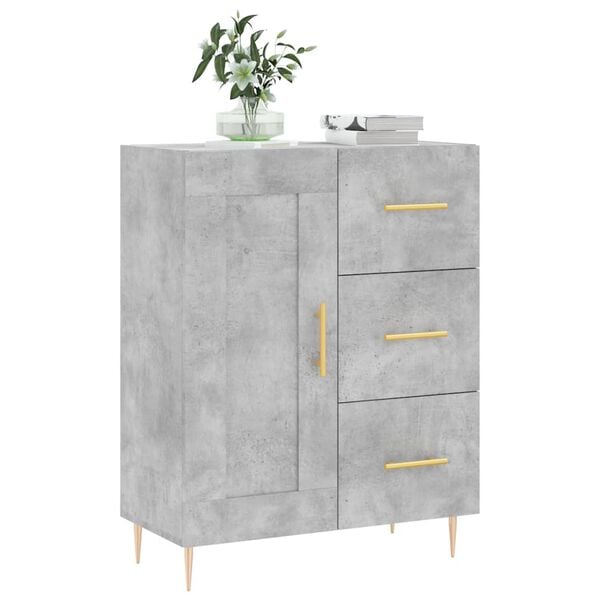 vidaXL Buffet gris b&eacute;ton 69,5x34x90 cm bois d'ing&eacute;nierie