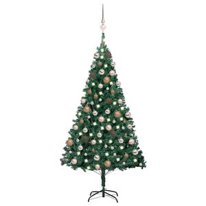 vidaXL Arbre de No&euml;l artificiel pr&eacute;-&eacute;clair&eacute; et boules vert 150 cm PVC