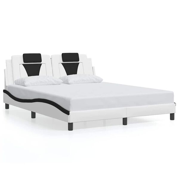 vidaXL Cadre de lit Viana sans matelas blanc et noir 160x200 cm similicuir