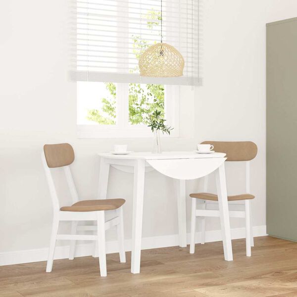 vidaXL Chaises à manger coussins 2 pcs blanc bois massif caoutchouc