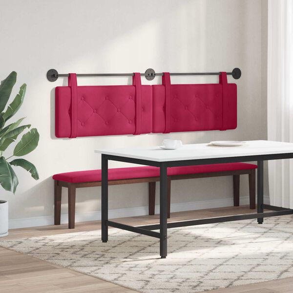 vidaXL T&ecirc;te de lit suspendue Bordeaux 170 x 55 x 5 cm Velours